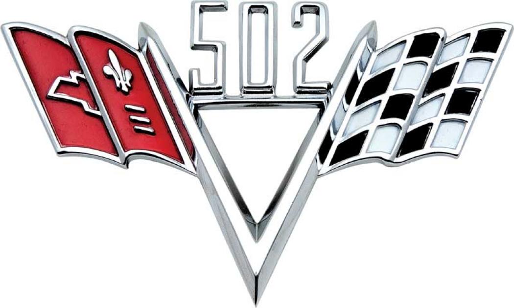 OER 502 Crossed Flags, Front Fender Emblem, Each FE502 Blue Oval Classics