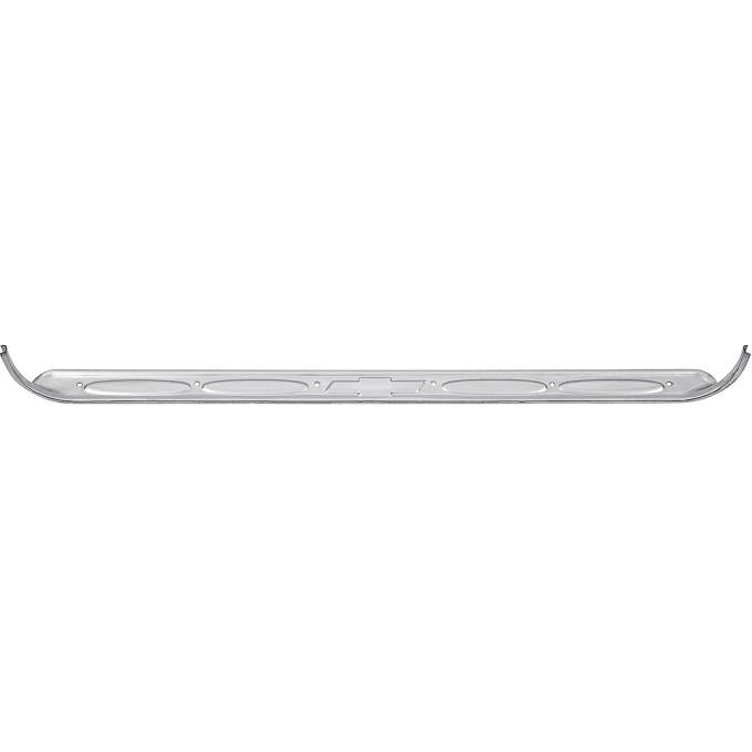 1960-66 Chevy Truck, Sill Plate with Bow Tie Logo, Stainless Steel, LH or RH, GM Licensed