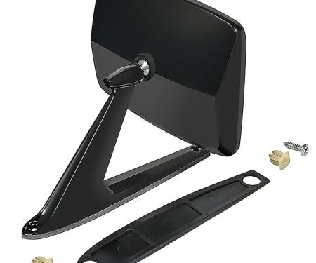 1967-79 Ford Pickup, 1966-79 Bronco, Outer Door Mirror, Rectangular, Driver or Passenger Side, Each, Semi-Gloss Black