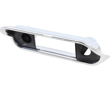 OER 1967-68 Mustang, Cougar, Radio Bezel Surround, Camera Case, w/o Console, Black with Chrome 18842A
