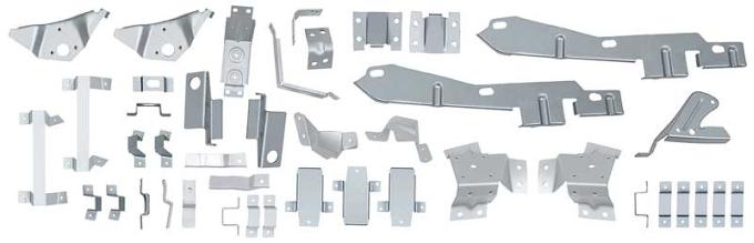 OER 1967-68 Mustang Fastback, Body Bracket Kit, 42 Piece Set, Silver Weld-Thru Coating FBK6768