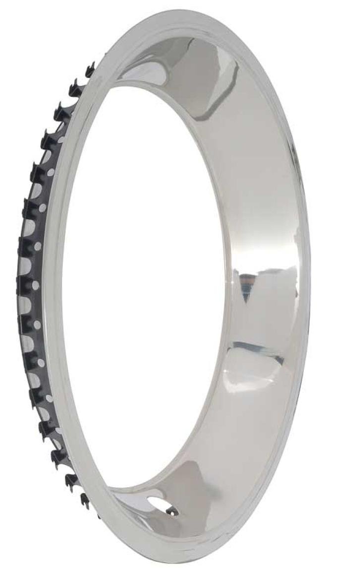 OER Rally Wheel Trim Ring, For Reproduction Wheels, 15" Stainless Steel, 2-5/8" Deep, Step Lip 39017081