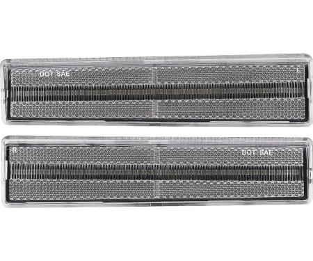 OER 1980-86 Ford F-100, F-150, F-250, F-350, Bronco, Front Side Marker Lamp, Clear Lens, Amber LED, Pair, 72013C