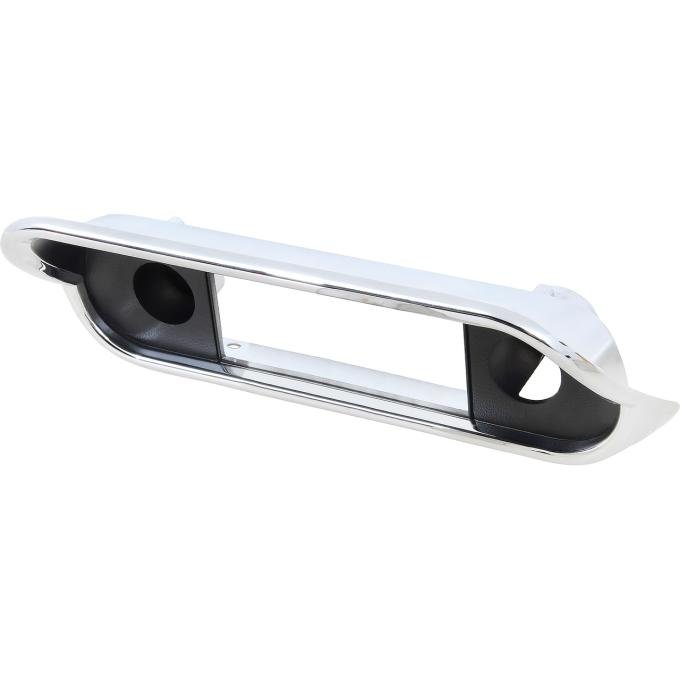 OER 1967-68 Mustang, Cougar, Radio Bezel Surround, Camera Case, w/o Console, Black with Chrome 18842A