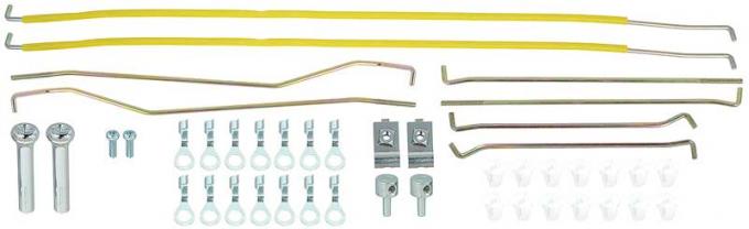 1967-68 Mustang Deluxe Door Latch and Lock Rod Set, Rods, Brackets, Clips, and Hardware