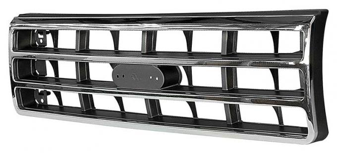 OER 1987-91 Ford F-150, F-250, F-350, Bronco, Grill Assembly, W/O Emblem, Chrome/Dark Argent TR8200U1
