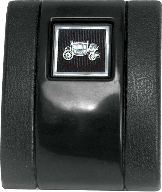 OER 1966-67 Black Standard Interior Seat Belt Cover with Fisher Coach Emblem K883F