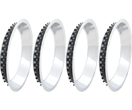 OER 1965-81 Chevrolet, Rally Wheel Trim Ring Set, 14" x 7" - 2-1/4" Chrome, Deep Step Lip, Set of 4 A9591010