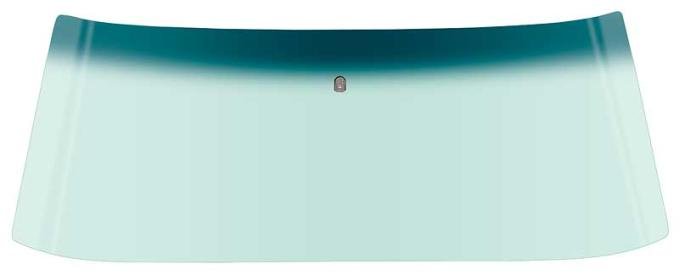 1969-70 Mustang Fastback, Front Windshield Glass, Tinted with Blue / Green Band