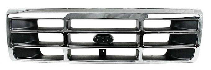 OER 1992-96 Ford F-150, F-250, F-350, Bronco, Grill Assembly, Without Emblem, Dark Gray/Chrome TR8200X