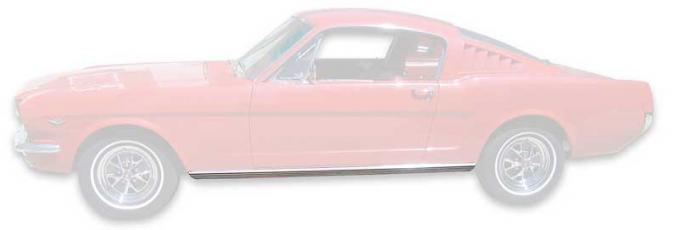 OER 1964-66 Mustang, Rocker Panel Molding, with Hardware, Drivers Side 10176B