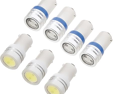 1965-66 Mustang, Instrument Gauge Cluster LED Bulb Kit, For 5-Gauge Cluster With Round 140mph Speedo, 7 Bulb Set, Blue Illumination