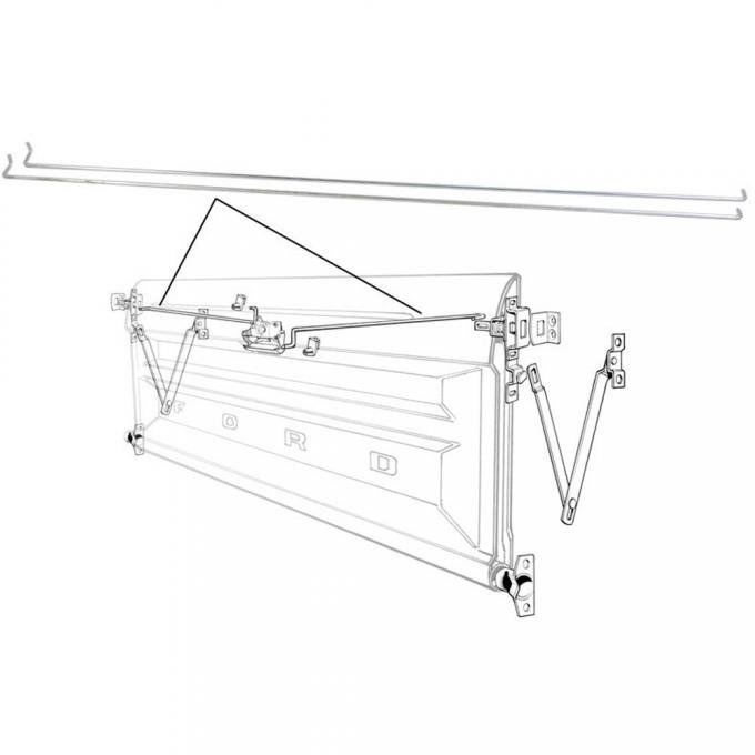 OER 1973-79 Ford Pickup Truck, Tailgate Latch Release Rods, Pair TR431A78C