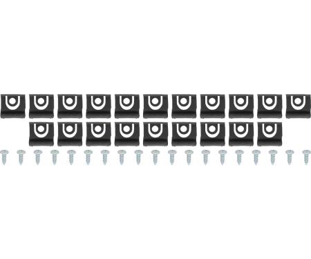 OER 1965-66 Mustang, Rear Window Molding Clip Kit, Coupe, 19 Clips, 19 Screws, 38 Total Pieces HK501