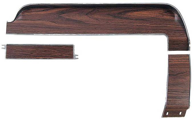 OER 1968 Ford Mustang, Woodgrain Dash Trim Kit, Deluxe Interior, Without AC, Metal Back, 3 Pieces DTK4