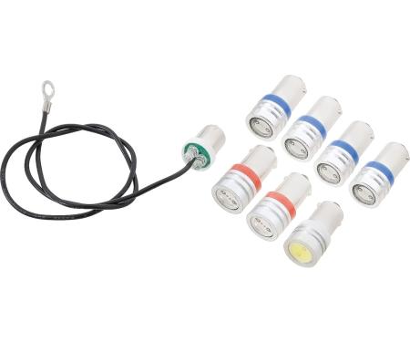 1964-65 Mustang, Instrument Gauge Cluster LED Bulb Kit, 8-Piece Set, Blue Illumination
