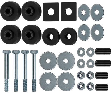 1961-64 Ford F-100, F-250, F-350, Cab-to-Frame Mounting Pad, Bushing and Hardware Kit, 32-Pieces.