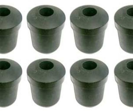 1966-73 Mustang Falcon, 1971-73 Cougar, Rear Leaf Spring Shackle Bushing Set, Rubber, 1/2" Bore, 8 Piece Set