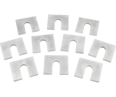 1960-81 GM, Body Mount Shims, 1/8" Thick, 1-1/4" x 1-1/8", 3/8" Bolt Slot, Zinc Plated, 10 Piece Set