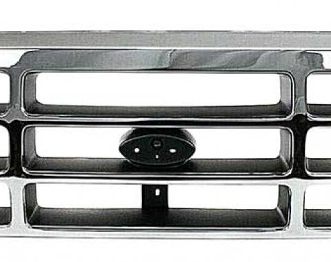 OER 1992-96 Ford F-150, F-250, F-350, Bronco, Grill Assembly, Without Emblem, Dark Gray/Chrome TR8200X