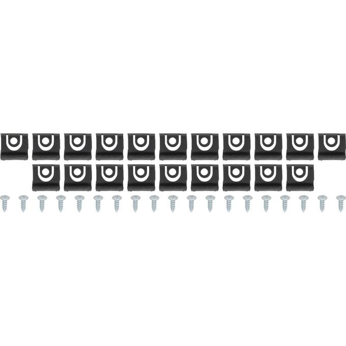 OER 1965-66 Mustang, Rear Window Molding Clip Kit, Coupe, 19 Clips, 19 Screws, 38 Total Pieces HK501