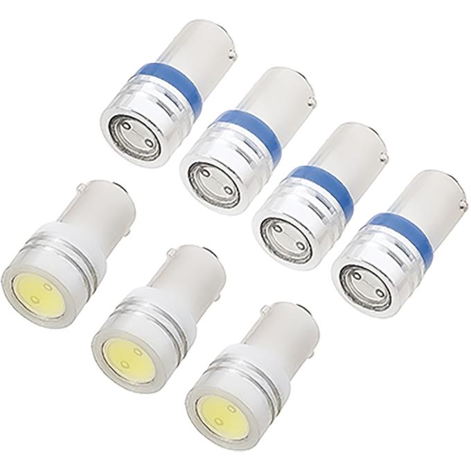 1965-66 Mustang, Instrument Gauge Cluster LED Bulb Kit, For 5-Gauge Cluster With Round 140mph Speedo, 7 Bulb Set, Blue Illumination