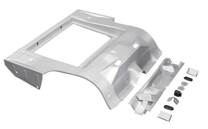 1964-70 Mustang, Complete Trunk Floor Panel, Convertible, Weld-Thru Coating