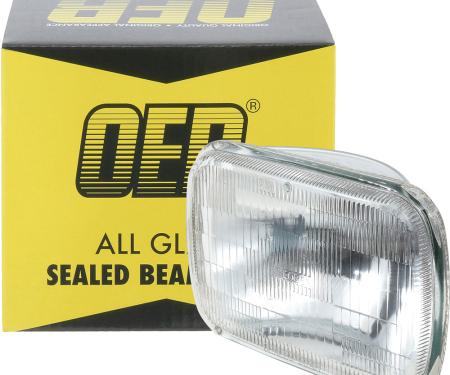 OER Headlamp Sealed Beam, 12 Volt, High / Low, 5" x 7" (142mm x 200mm), Rectangular, Halogen, (Lens Measures: 5-1/2" x 7-7/8") H6054