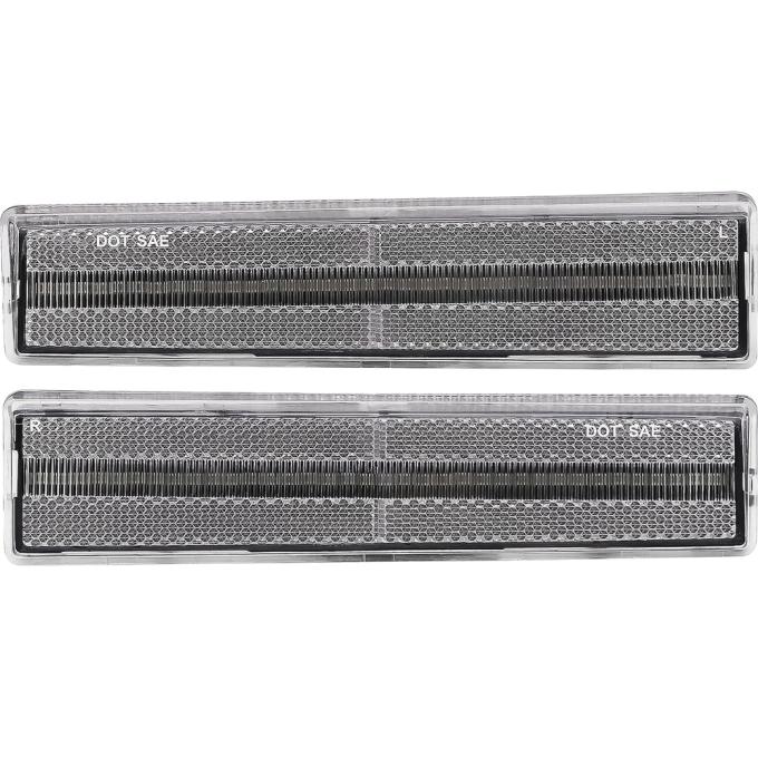 OER 1980-86 Ford F-100, F-150, F-250, F-350, Bronco, Front Side Marker Lamp, Clear Lens, Amber LED, Pair, 72013C