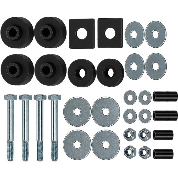 1961-64 Ford F-100, F-250, F-350, Cab-to-Frame Mounting Pad, Bushing and Hardware Kit, 32-Pieces.