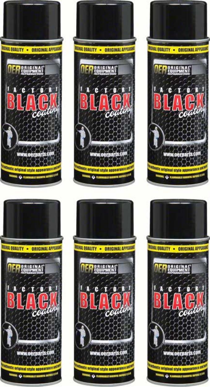 "Factory Black" Ultra Flat Black Paint, Case of 6 - 16 Oz Aerosol Can