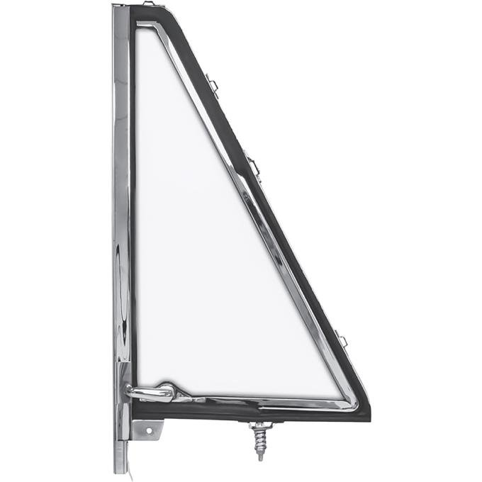 OER 1966-77 Ford Bronco, Vent Window Frame Assembly, Clear Glass, Chrome Inner Frame, LH Side TR22205A