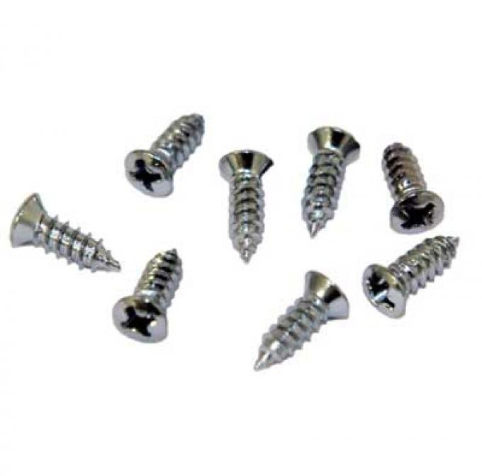 OER 1965-66 Mustang Tail Lamp Door Screws, Chrome (8) HK14