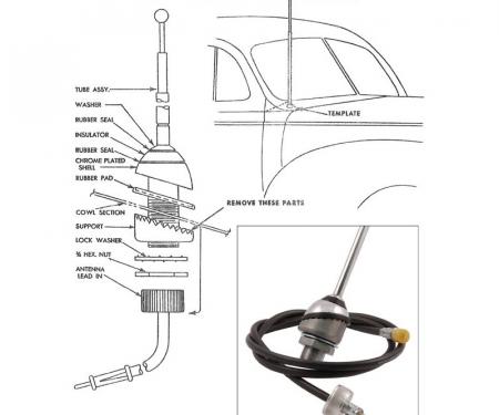 Dennis Carpenter Radio Antenna Assembly - 1949-51 Ford Car   8A-18813