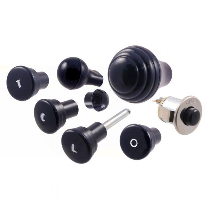 Dennis Carpenter Dash Knob Set - Dark Blue - Mercury - 1940 Ford Car   09A-9270