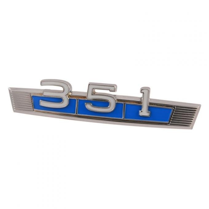 Dennis Carpenter Front Fender Emblem "351" - Blue - 1966-77 Ford Bronco, 1969 Ford Car   C9GZ-16228-A