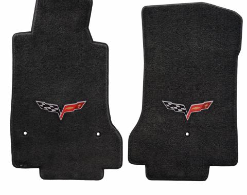 Corvette Floor Mats, 2 Piece Lloyd® Ultimat™, with C6 Logo, Ebony, 2013.5